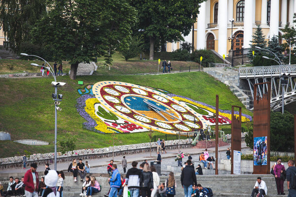 Flower clock on Independence Square in Kiev, Ukraine