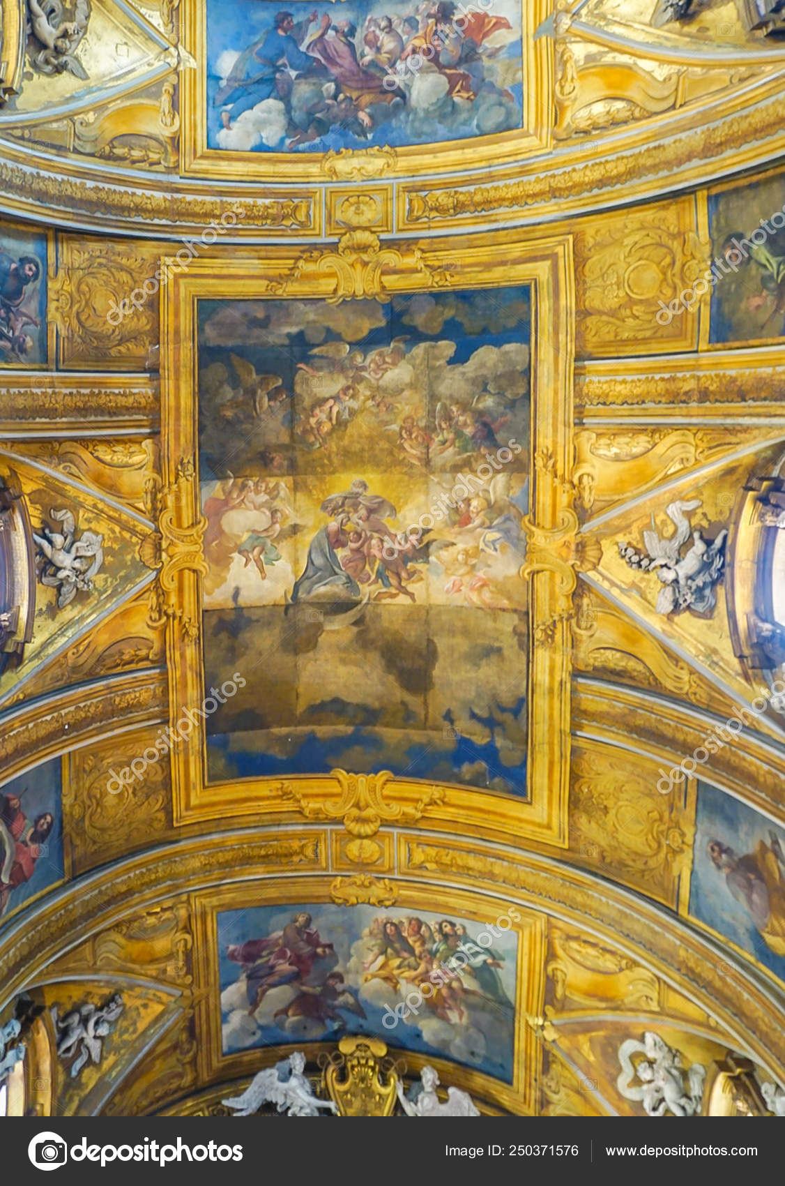 Rome Italy October 12 2017 The Ceiling In Gesu E Maria Church