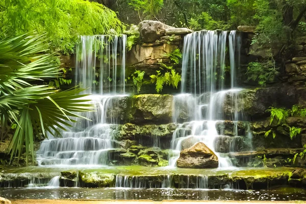 Double Waterfall in Zilker Botanical Park in Austin, Texas