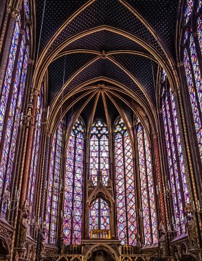 Paris, Fransa - 3 Ağustos 2019: Sainte-Chap'ın iç görünümü