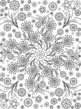 zentangle styl çiçek boyama sayfası