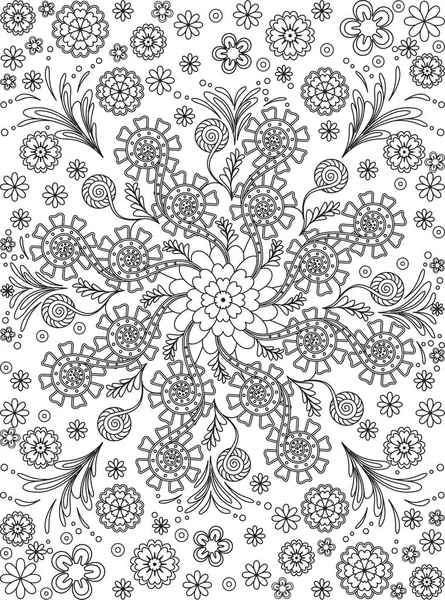 Σελίδα Χρωματίζω Λουλούδι Στυλ Zentangle — Διανυσματικό Αρχείο