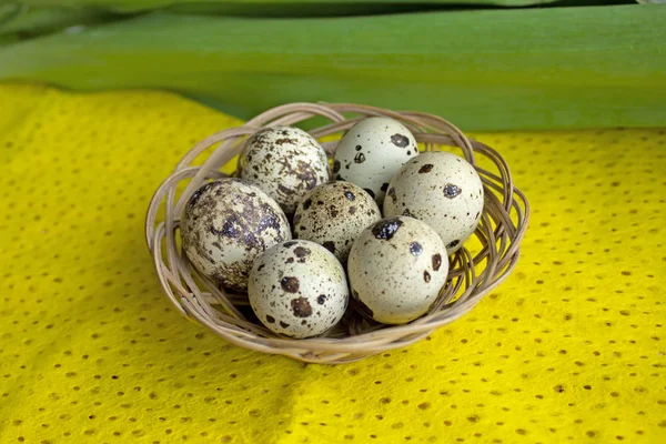 sepet içinde bıldırcın yumurtası. Paskalya. Diyet yiyecek. Sağlıklı yaşam konsepti