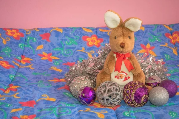 Noel Baba bir torba ile kanguru