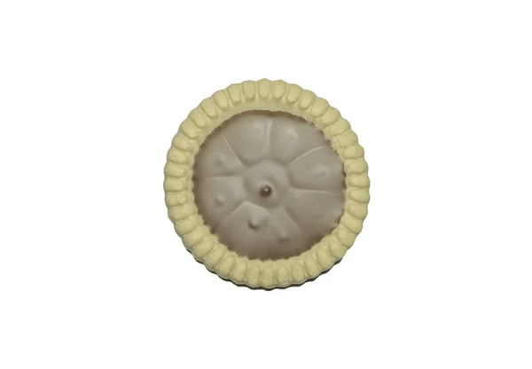 Biscuit with chocolate overflow in the middle — Stock Photo, Image
