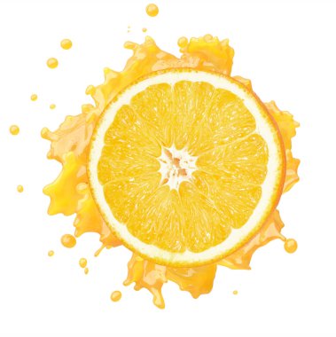 beyaz arka plan üzerinde meyve suyu sıçrama ile portakal meyve