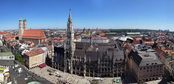 Мюнхен Німеччина Червня 2019 Панорамний Вид Місто Марієнплац Ратуші Мюнхена — стокове фото