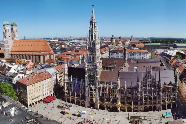 Munique Alemanha Junho 2019 Vista Panorâmica Cidade Com Prefeitura Marienplatz — Fotografia de Stock