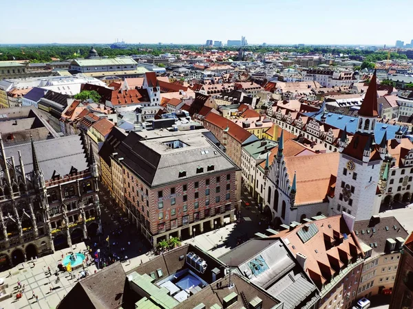 Munique Alemanha Junho 2019 Vista Panorâmica Cidade Com Prefeitura Marienplatz — Fotografia de Stock