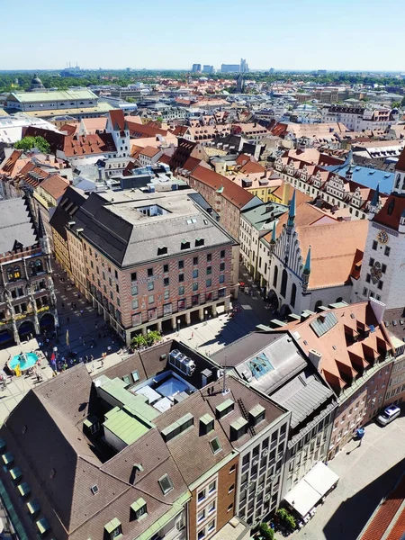 Munique Alemanha Junho 2019 Vista Panorâmica Cidade Com Prefeitura Marienplatz — Fotografia de Stock