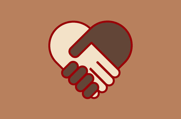 Multiethnic handshake in a form of heart, no to racism concept — Stock Photo, Image