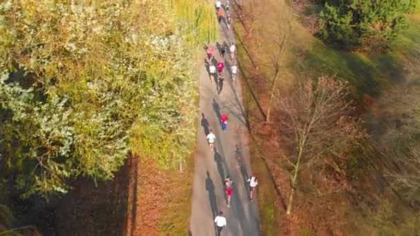 Luftaufnahmen Vom Pepole Running Marathon Park Anlässlich Des 100 Jahrestages — Stockvideo