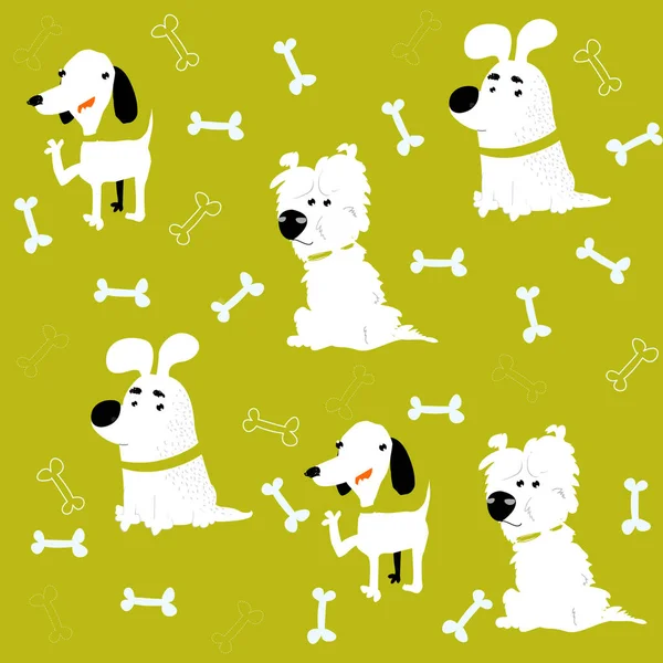 Fundo Vetorial Com Cães Personagem Desenhos Animados Desenhos Animados Cachorros —  Vetores de Stock