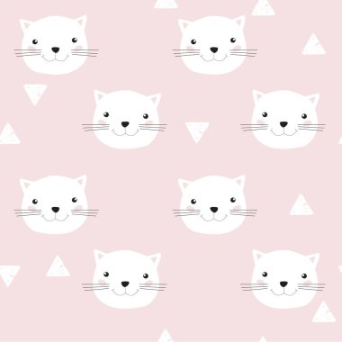 Yazdır. Çizgi film kedilerinin vektör geçmişi. Ağızlıklı kedi. Çocuklar için bir model. Yavru kedi