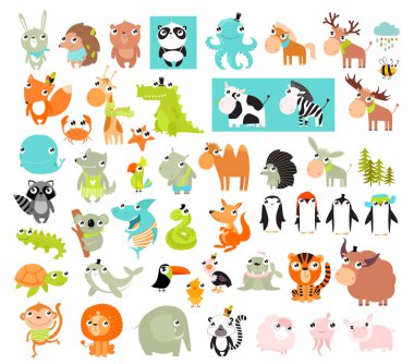 Yazdır. Büyük hayvan vektör kümesi. 