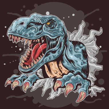 T-Rex siyah arka plan Yaratıcı öfkeli Vektör Eps 