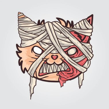 Kedi mumya kafası. Vektör çizimi