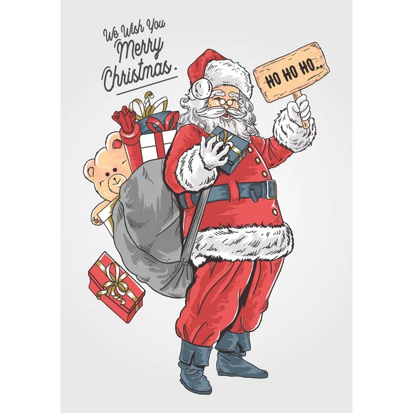 Καλά Χριστούγεννα Ευχετήρια Κάρτα Εικονογράφηση Διανύσματος — Διανυσματικό Αρχείο