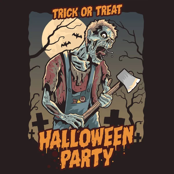 Halloween Party Poster Vector Illustration — 스톡 벡터