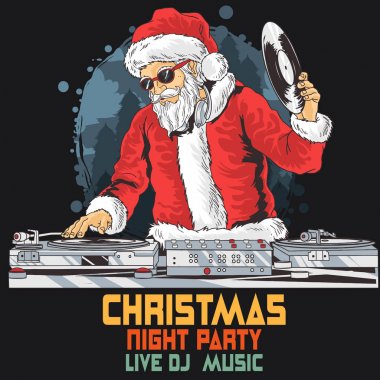 Santa Claus Dj müzik denetleyicisi, Noel partisi arka plan üzerinde oynuyor