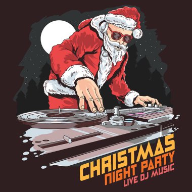 Santa Claus Dj müzik denetleyicisi, Noel partisi arka plan üzerinde oynuyor