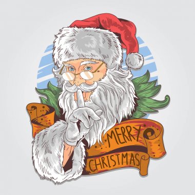 Noel Baba sessizlik, fısıltı. Vektör çizimi