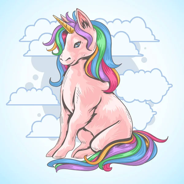 Warna Unicorn Penuh Pelangi Ilustrasi Vektor - Stok Vektor