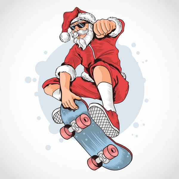 Santa Claus Skateboard Векторная Иллюстрация — стоковый вектор