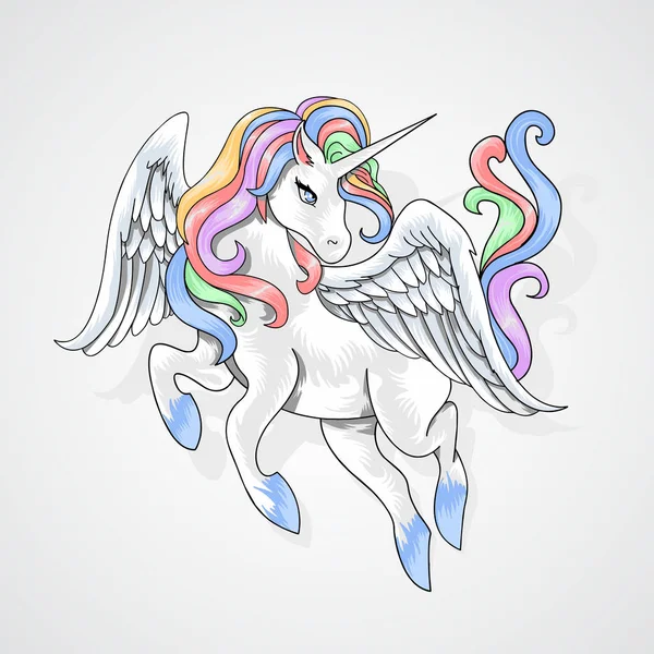 Colorido Unicornio Todo Color Arco Iris Ilustración Vectorial — Archivo Imágenes Vectoriales