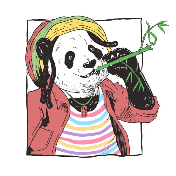 Panda Reggae Muziek Vector Illustratie — Stockvector