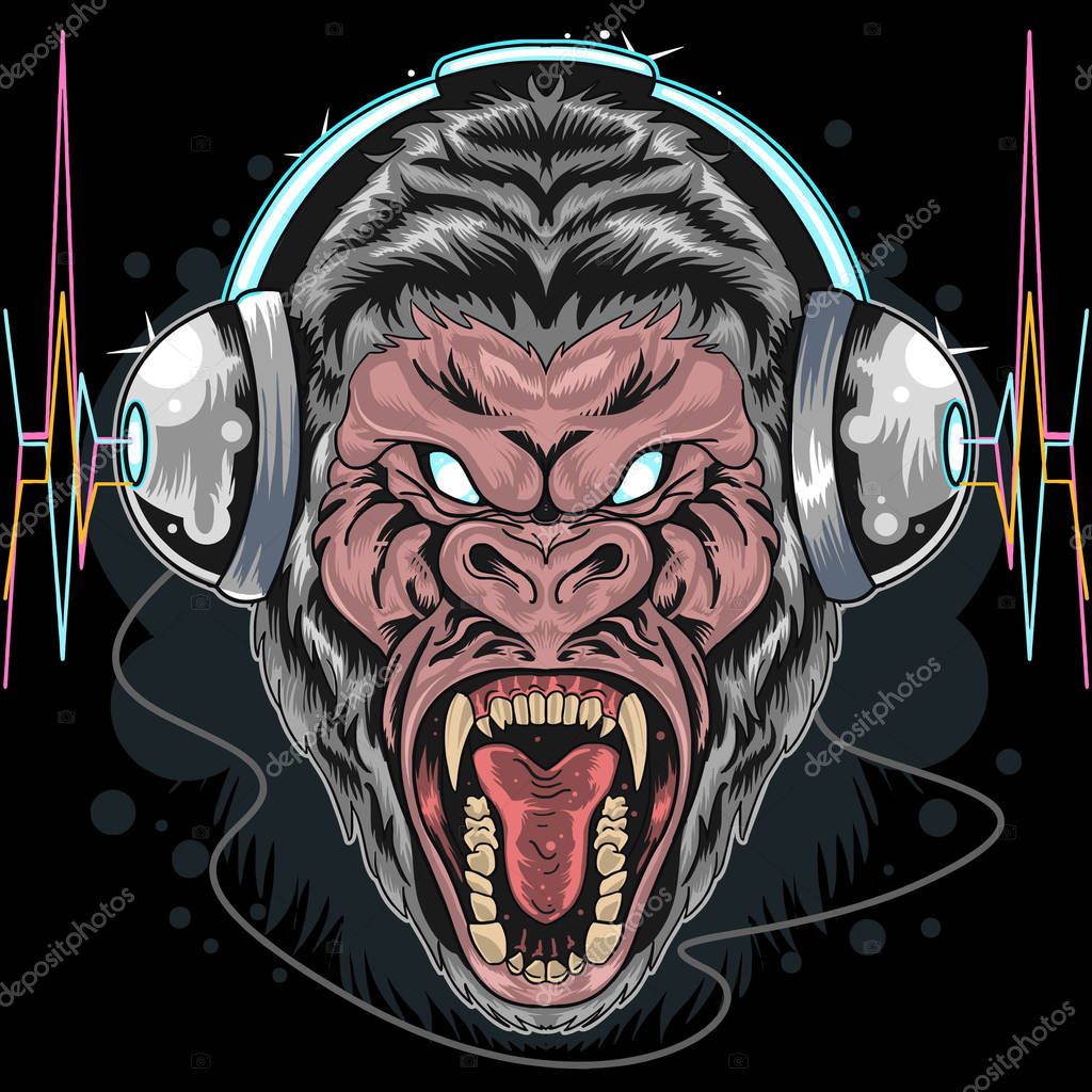 GORILLA AMERICA USA FLAG VECTOR ELEMENT - Vector