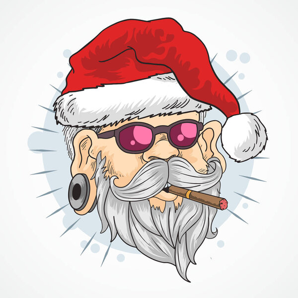 SANTA CLAUS with glasses. CHRISTMAS. Vector illustration