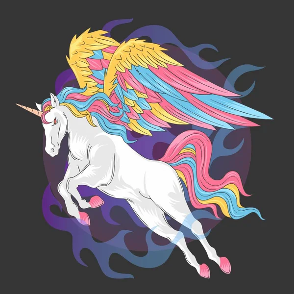 Colorful Unicorn Full Color Rainbow Vector Illustration — Stock Vector