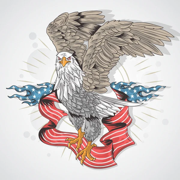 Aigle Avec Drapeau Américain Illustration Vectorielle — Image vectorielle