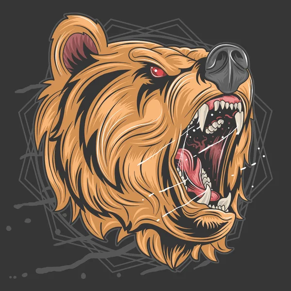 Oso Enojado Grizzly Ilustración Vectorial — Vector de stock