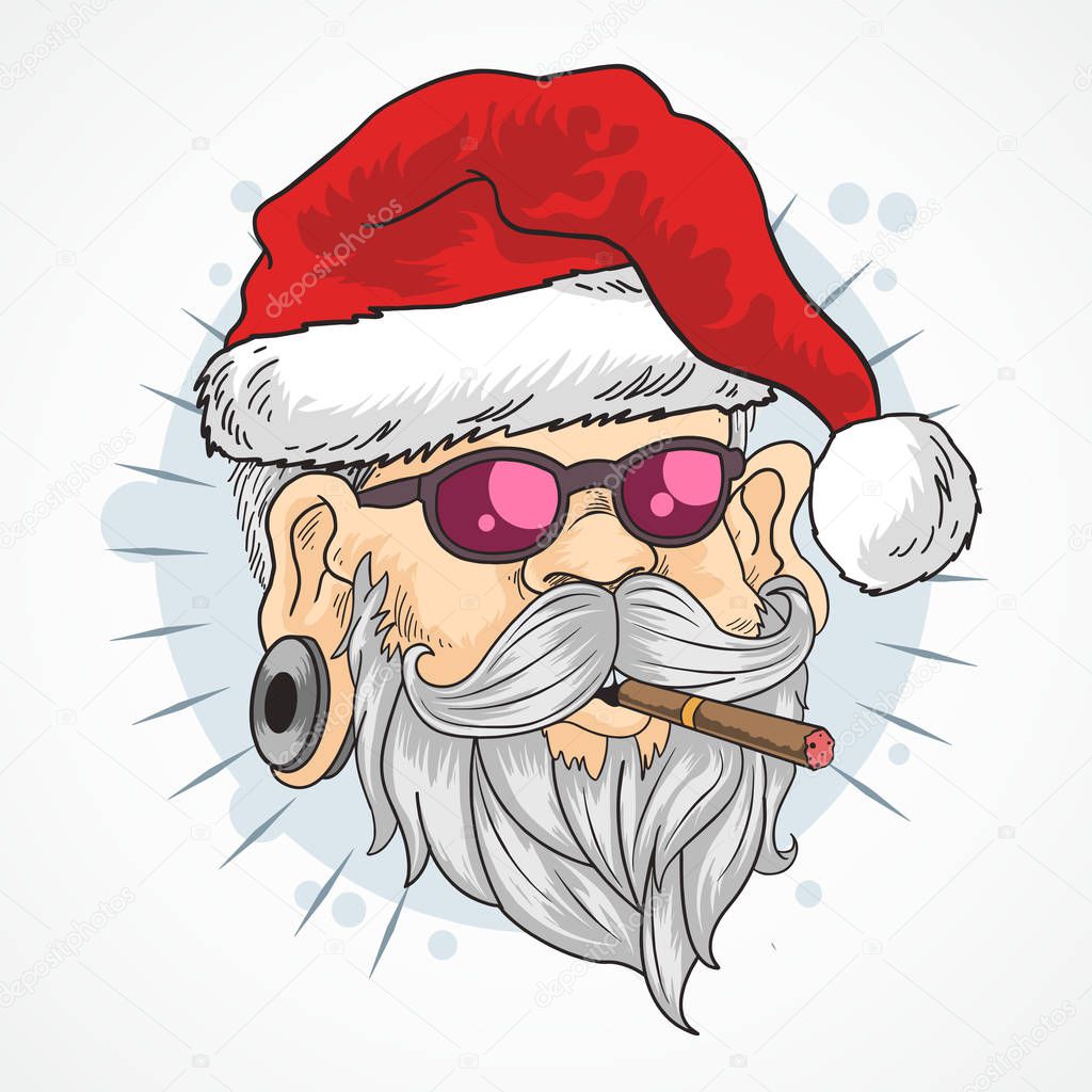 SANTA CLAUS with glasses. CHRISTMAS. Vector illustration
