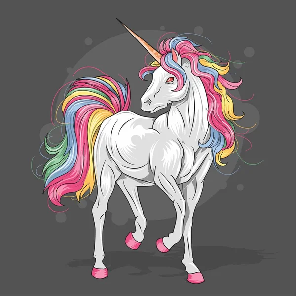 Warna Unicorn Penuh Pelangi Ilustrasi Vektor - Stok Vektor