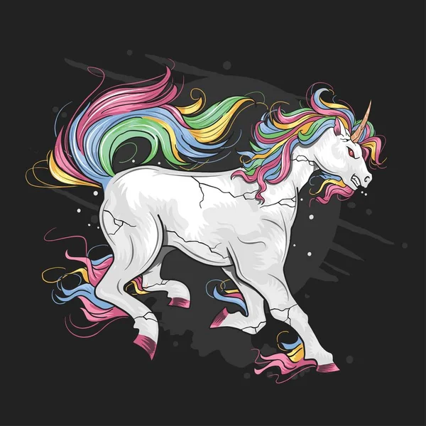 Majestic Unicorn Berjalan Ilustrasi Vektor - Stok Vektor