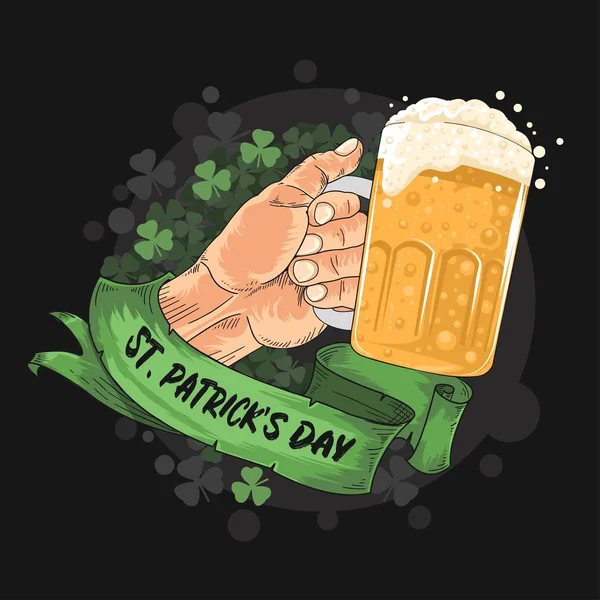 Cartel Fiesta Cerveza Del Día San Patricio Ilustración Vectorial — Vector de stock