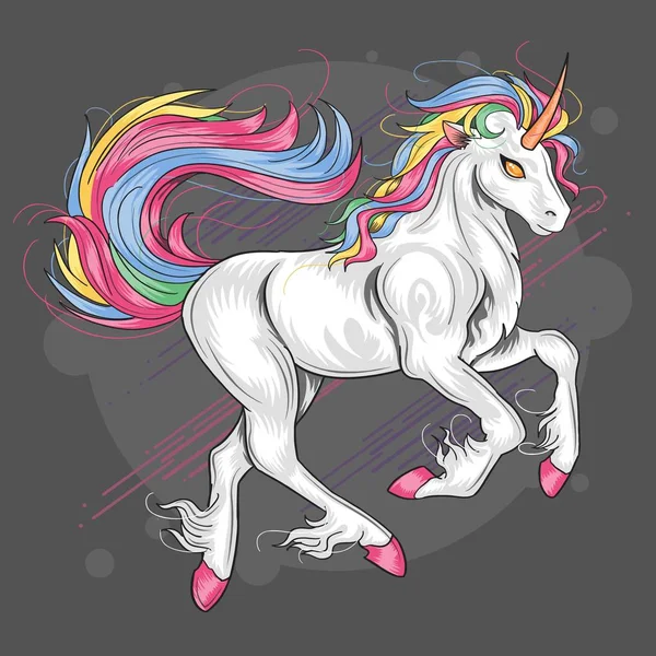 Majestic Unicorn Running Vector Illustration — Stock Vector