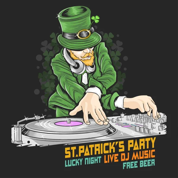 Patricks Day Poster Music Party Vector Illustration — Stock Vector