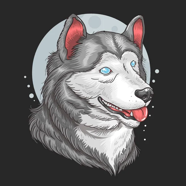 Huskey Siberian Yang Lucu Ilustrasi Vektor - Stok Vektor