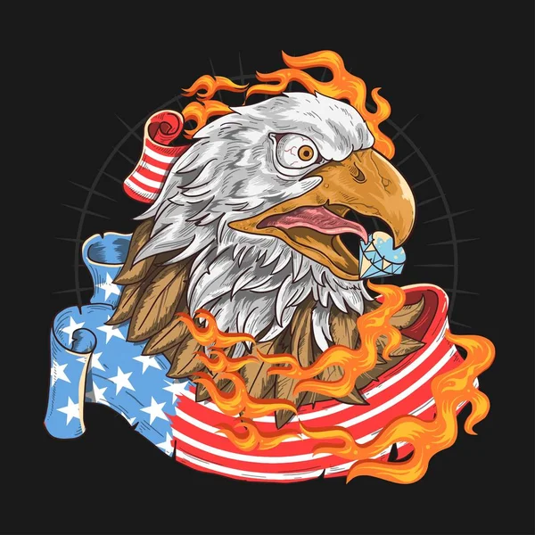 Bendera Eagle Dan Usa Ilustrasi Vektor - Stok Vektor