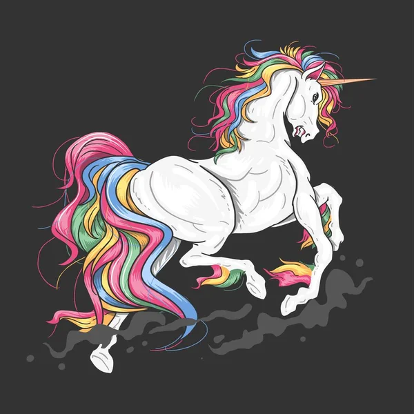 Majestic Unicorn Berjalan Ilustrasi Vektor - Stok Vektor