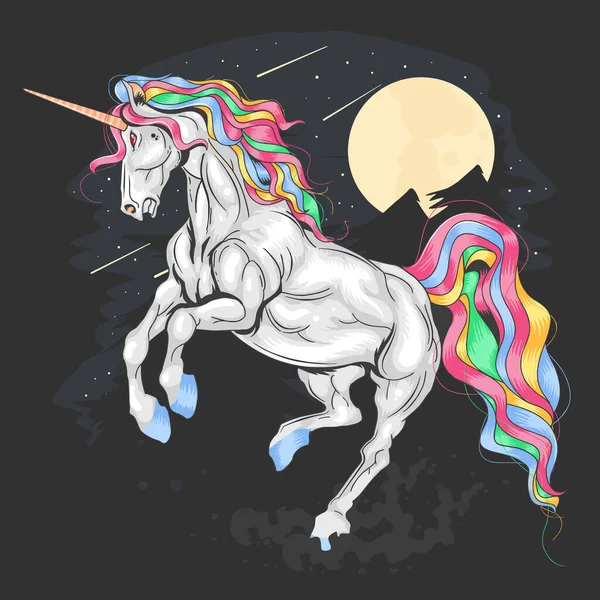 Unicorn Warna Yang Indah Pelangi - Stok Vektor