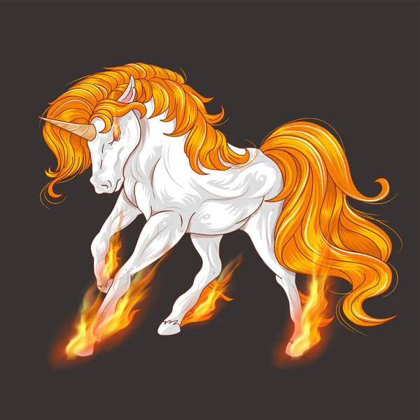 Elemento Vector Oranja Fuego Unicorn — Vector de stock