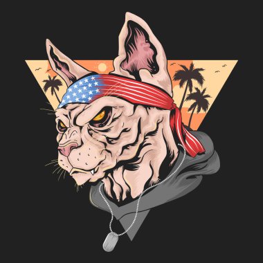kedi amerika bayrak sanat vektörü