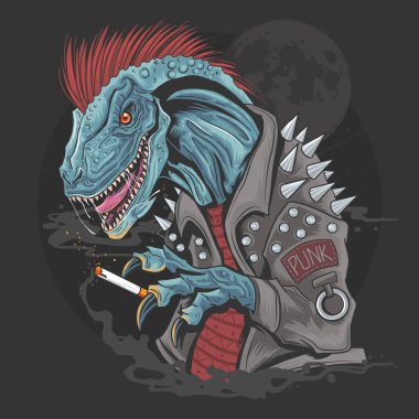 Dinozor Punk Raptor t-rex element vektörü