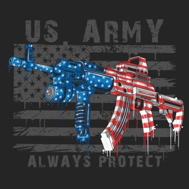 AMERİKA ABD MACHINE GUN VECTOR EDİKTİRİCİ LAYER