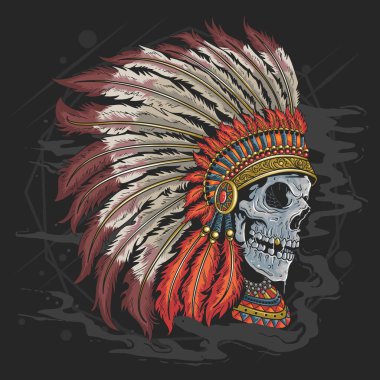 the skull uses indian accessories clipart